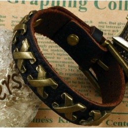 Brazalete De Cuero Y Titanio De Alta Calidad Con Números Romanos