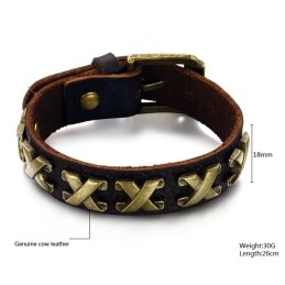 Brazalete De Cuero Y Titanio De Alta Calidad Con Números Romanos