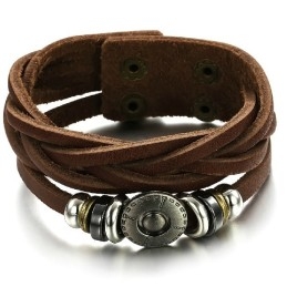 Brazalete De Cuero Y Titanio Retro Para Hombre, Muy Popular En Todo El Mundo.