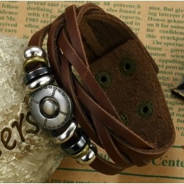 Brazalete De Cuero Y Titanio Retro Para Hombre, Muy Popular En Todo El Mundo.