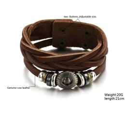 Brazalete De Cuero Y Titanio Retro Para Hombre, Muy Popular En Todo El Mundo.