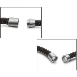 Brazalete De Cuero De Titanio Marrón De Alta Calidad
