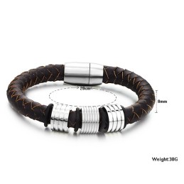 Brazalete De Cuero De Titanio Marrón De Alta Calidad