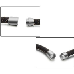 La Reina De La Calidad: Brazalete De Cuero De Titanio Marrón