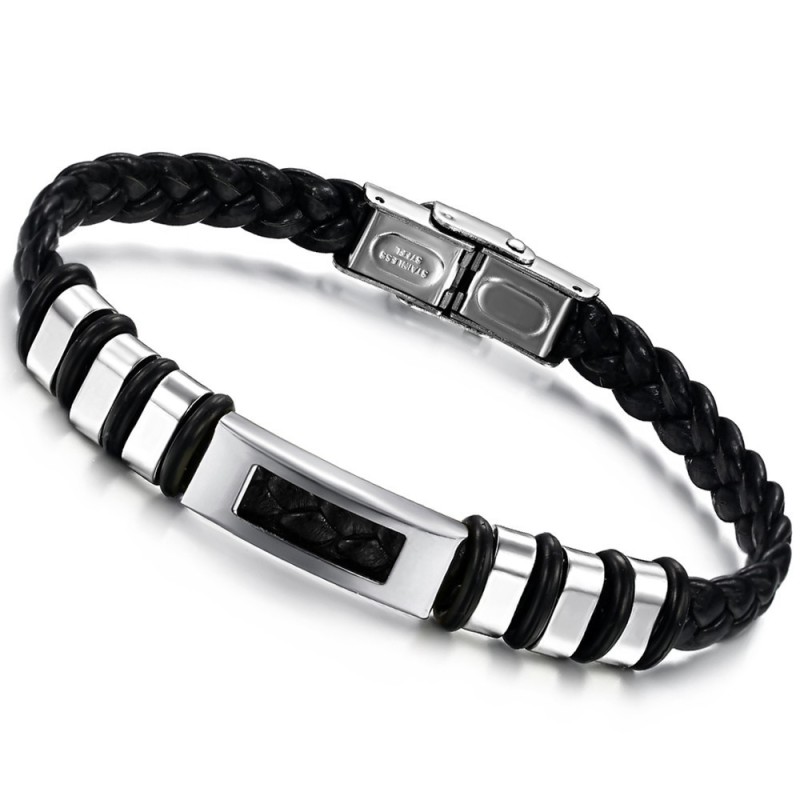 Brazalete De Cuero De Titanio Para Hombre Fácil De Usar