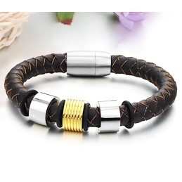 Brazalete De Cuero De Titanio Marrón Con Amplia Variedad