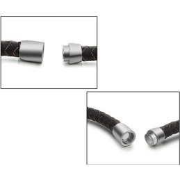 Brazalete De Cuero De Titanio Marrón Con Amplia Variedad