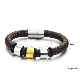 Brazalete De Cuero De Titanio Marrón Con Amplia Variedad