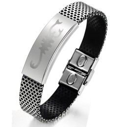 Brazalete De Cuero Y Titanio Scorpion De Renombre Mundial