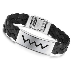 Brazalete De Cuero Y Titanio Con Forma De Onda De Agua, Muy Popular En Todo El Mundo.