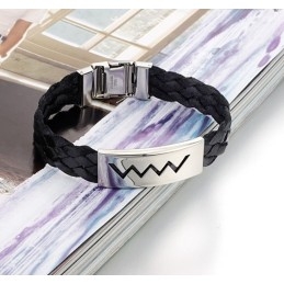 Brazalete De Cuero Y Titanio Con Forma De Onda De Agua, Muy Popular En Todo El Mundo.