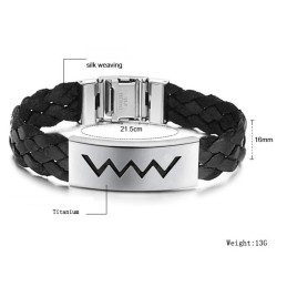 Brazalete De Cuero Y Titanio Con Forma De Onda De Agua, Muy Popular En Todo El Mundo.