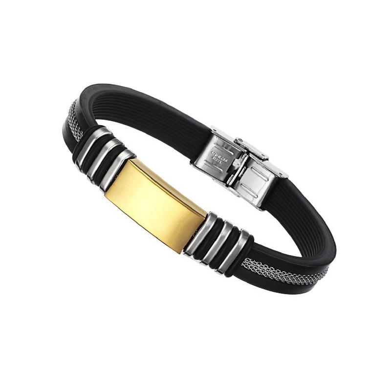 Brazalete De Silicona Y Titanio Con Dije Masculino De Renombre Mundial Brazalete De Silicona Y Titanio Con Dije Masculino De Renombre Mundial