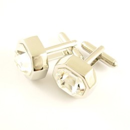 Gemelos Octagonales De Titanio Con Circonitas Brillantes