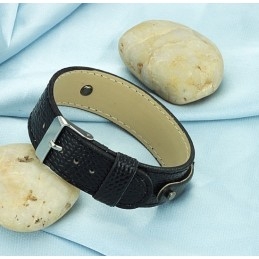 Brazalete De Cuero De Titanio Negro Con Amplia Variedad