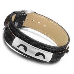 Brazalete De Cuero Y Titanio Negro, Muy Vendido En Todo El Mundo.