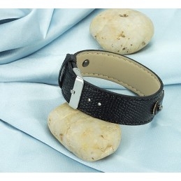 Brazalete De Cuero Y Titanio Negro, Muy Vendido En Todo El Mundo.