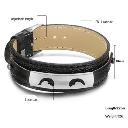 Brazalete De Cuero Y Titanio Negro, Muy Vendido En Todo El Mundo.