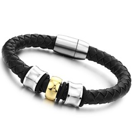Brazalete De Cuero Y Titanio Con Forma Redonda Y Reputación Confiable