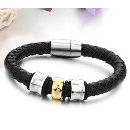 Brazalete De Cuero Y Titanio Con Forma Redonda Y Reputación Confiable