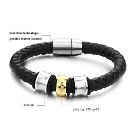 Brazalete De Cuero Y Titanio Con Forma Redonda Y Reputación Confiable