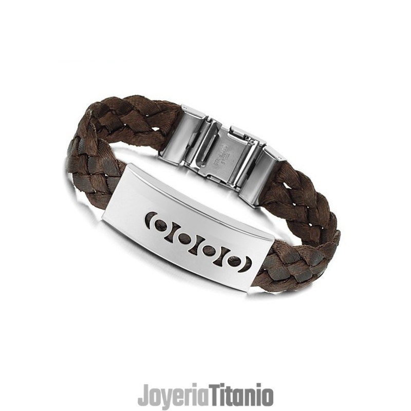 Brazalete De Titanio Marrón Con Especificaciones Completas