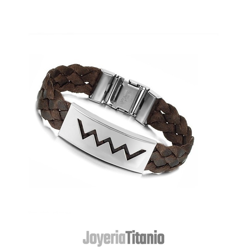 Brazalete De Titanio Marrón De Excelente Calidad