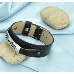 Brazalete De Cuero De Titanio Negro De Calidad Superior