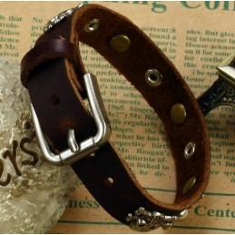 Brazalete De Cuero De Titanio Retro Para Hombre De Calidad Estable