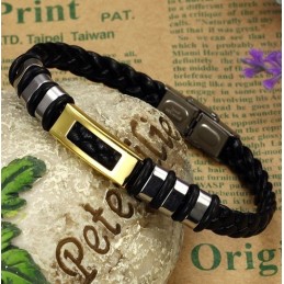 Brazalete De Cuero De Titanio De Calidad Estable