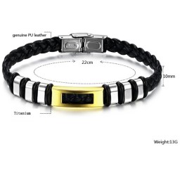 Brazalete De Cuero De Titanio De Calidad Estable