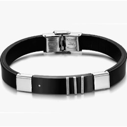 Brazalete De Cuero De Titanio Negro Duradero Y De Uso Prolongado