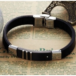 Brazalete De Cuero De Titanio Negro Duradero Y De Uso Prolongado