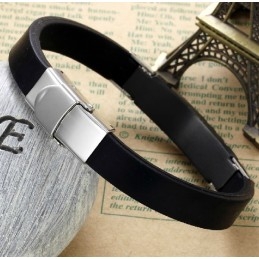 Brazalete De Cuero De Titanio Negro Duradero Y De Uso Prolongado