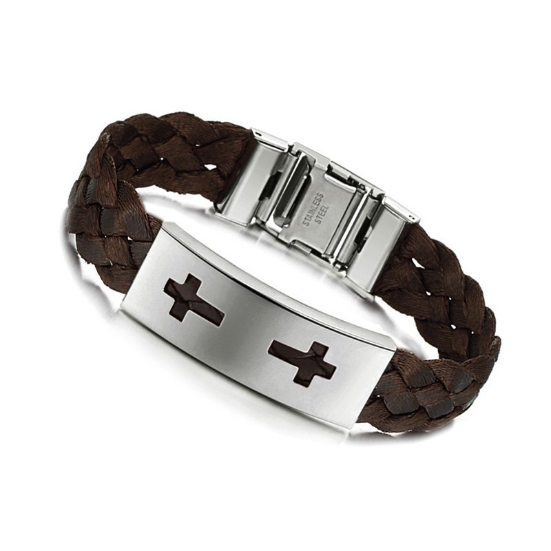 Brazalete De Titanio Con Cruz De Calidad Estable Brazalete De Titanio Con Cruz De Calidad Estable