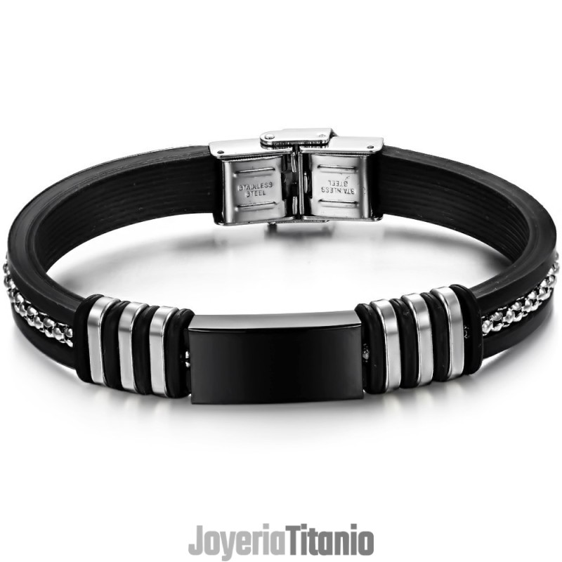 Brazalete De Silicona De Titanio Negro Duradero Y De Uso Prolongado Brazalete De Silicona De Titanio Negro Duradero Y De Uso Prolongado