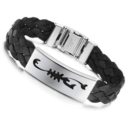 Brazalete De Cuero Y Titanio Con Diseño De Escorpión Para Hombre, Fácil De Usar