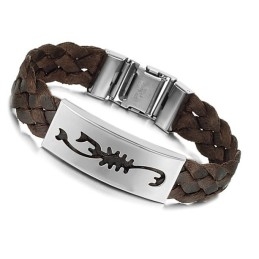 Brazalete De Cuero Y Titanio Con Diseño De Escorpión Para Hombre, Fácil De Usar