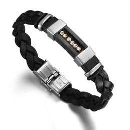 Brazalete De Cuero De Titanio Negro Para Hombre Con Reputación Confiable