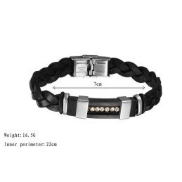 Brazalete De Cuero De Titanio Negro Para Hombre Con Reputación Confiable