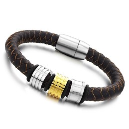 Brazalete De Cuero De Titanio Marrón Para Hombre Con Calidad Y Cantidad Garantizadas