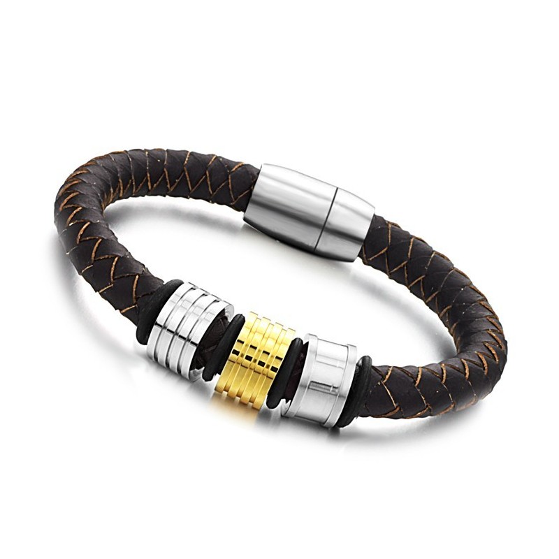 Brazalete De Cuero De Titanio Marrón Para Hombre Con Calidad Y Cantidad Garantizadas