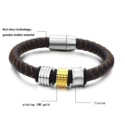 Brazalete De Cuero De Titanio Marrón Para Hombre Con Calidad Y Cantidad Garantizadas
