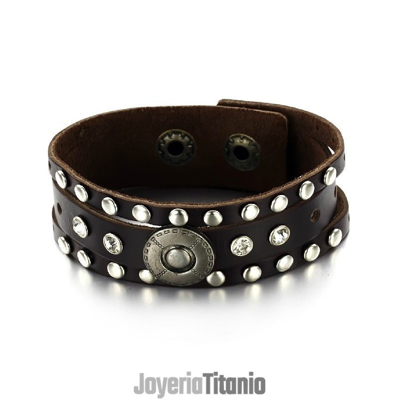 Brazalete De Cuero De Titanio Retro Para Hombre De Excelente Calidad