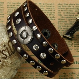 Brazalete De Cuero De Titanio Retro Para Hombre De Excelente Calidad