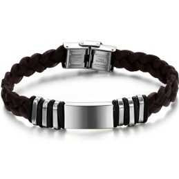 Brazalete De Cuero De Titanio Marrón De Calidad Confiable