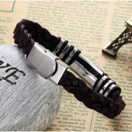 Brazalete De Cuero De Titanio Marrón De Calidad Confiable