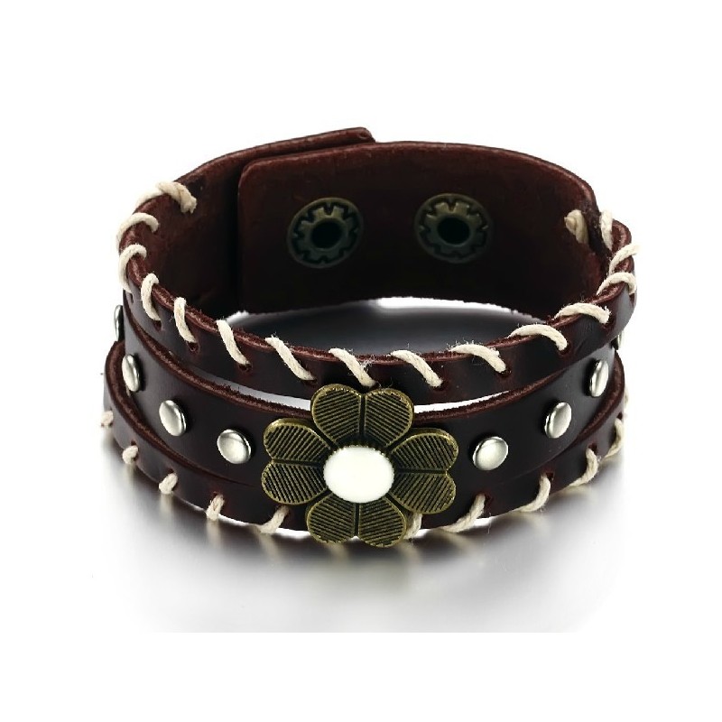 Brazalete Unisex De Cuero Y Titanio "El Rey De La Cantidad"