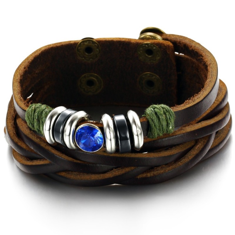Brazalete De Cuero De Titanio Con Diamantes De Imitación, Completo En Especificaciones. Brazalete De Cuero De Titanio Con Diamantes De Imitación, Completo En Especificaciones.