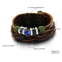 Brazalete De Cuero De Titanio Con Diamantes De Imitación, Completo En Especificaciones.